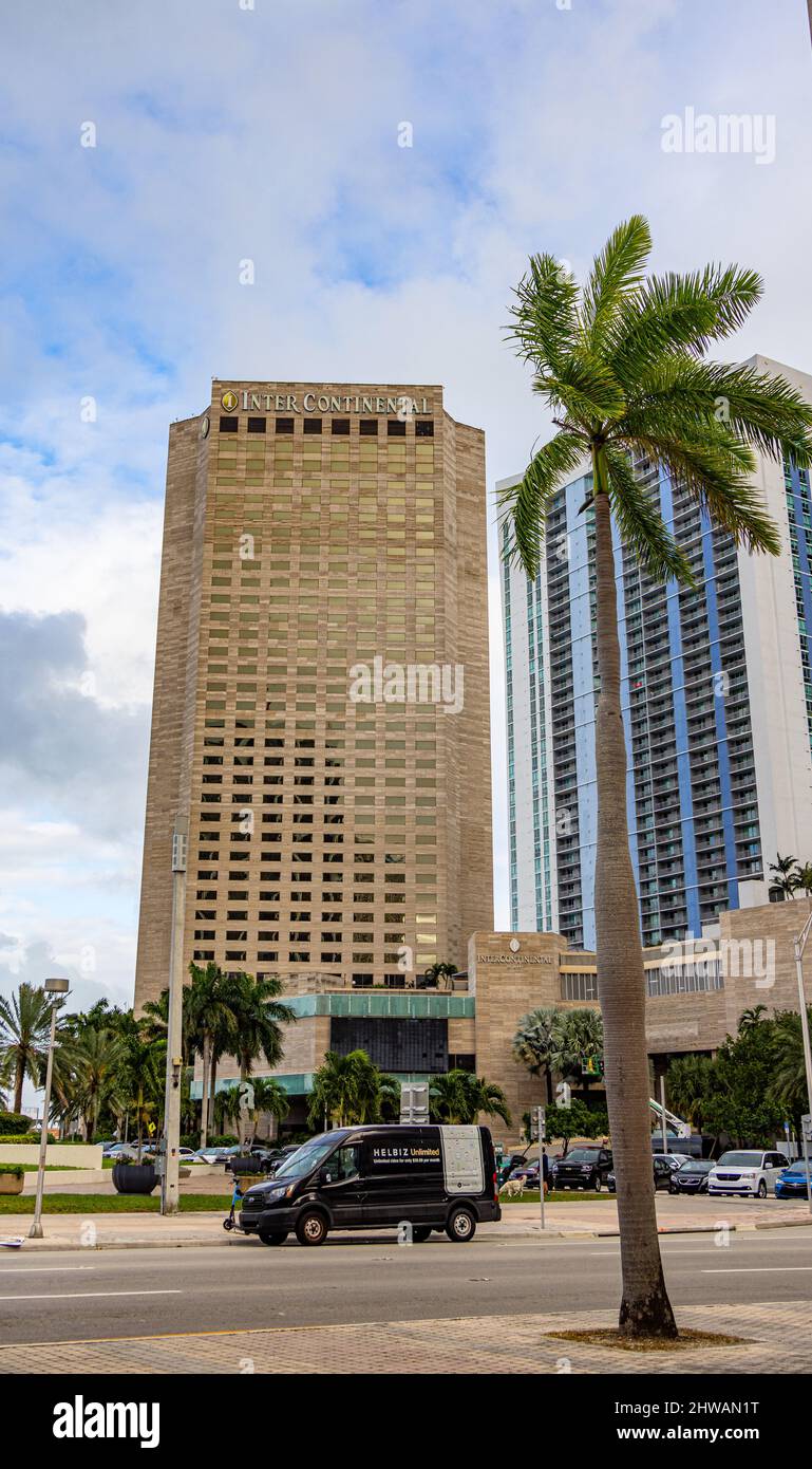 Miami Intercontinental Hotel - MIAMI, FLORIDE - 14 FÉVRIER 2022 Banque D'Images