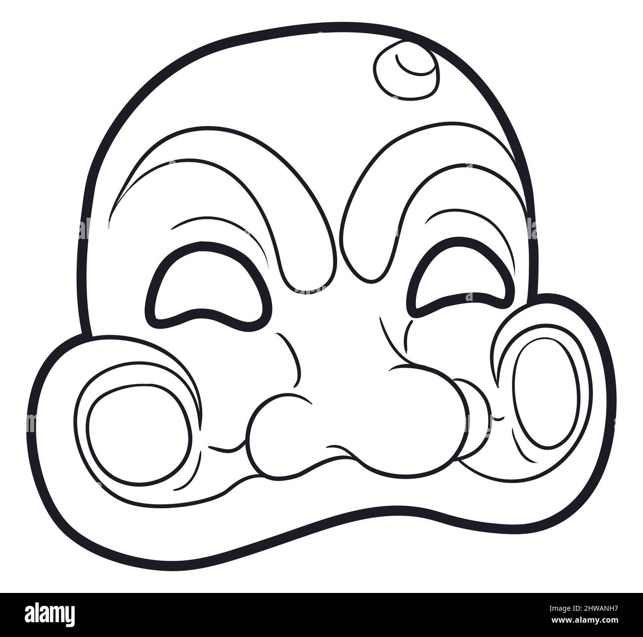 Demi-masque italien Arlecchino avec une grosse bosse sur son front. Concevoir en contour pour la coloration. Illustration de Vecteur