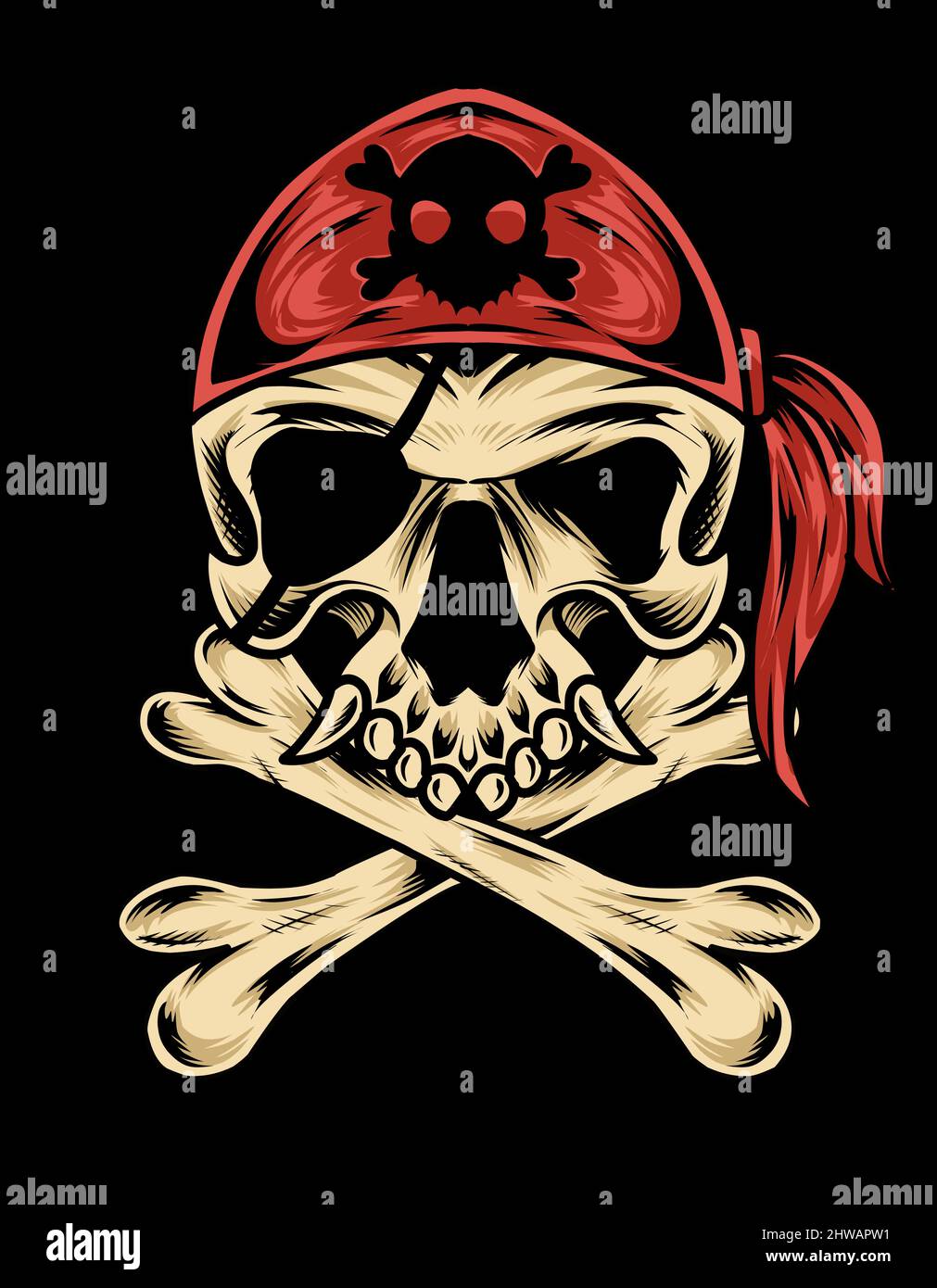 illustration vecteur tête de crâne pirate Illustration de Vecteur