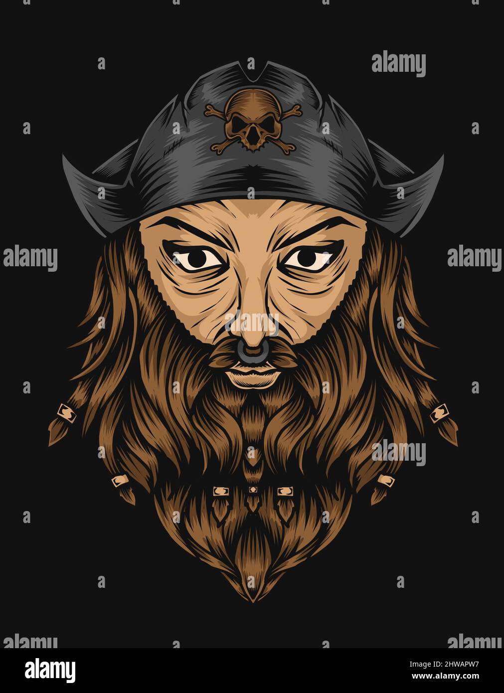 illustration vecteur capitaine tête pirate Illustration de Vecteur