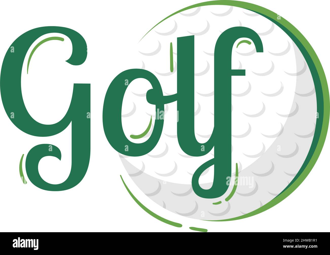 Jouer au sport de golf avec des drapeaux, du sable, du sable et de l'équipement sur l'extérieur Yard Green plantes dans un dessin-fond plat Illustration de Vecteur