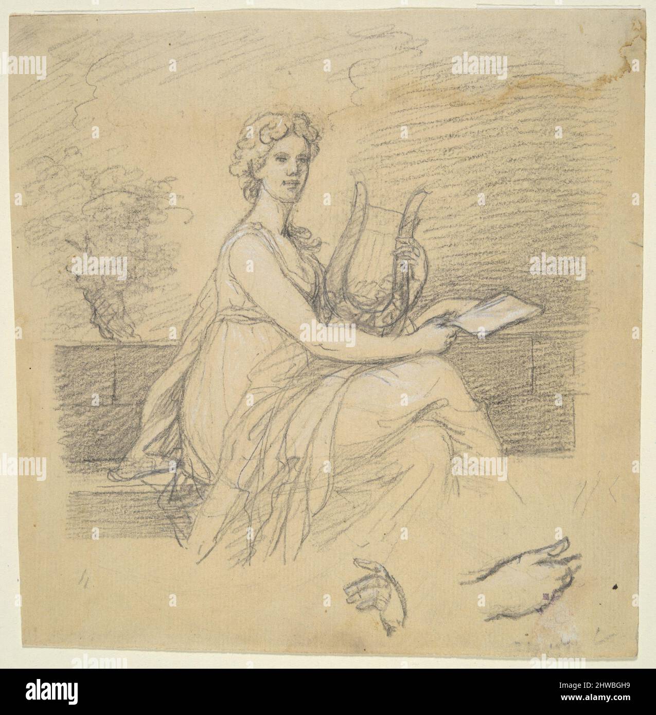 Femme avec Lyre. Artiste : inconnu Banque D'Images