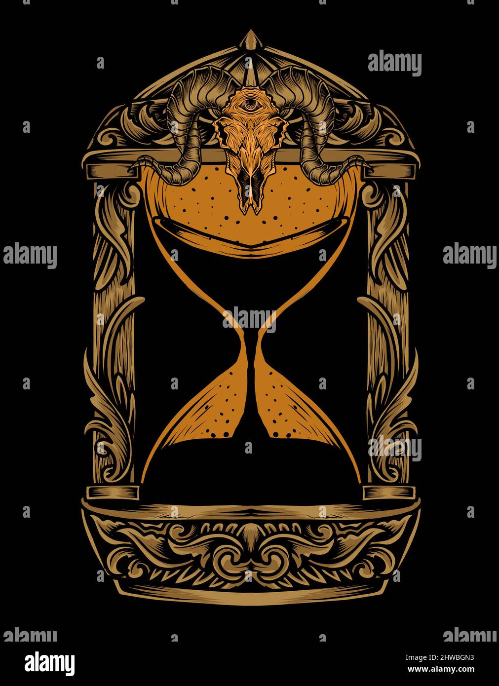 illustration vecteur vintage sablier ornement Illustration de Vecteur