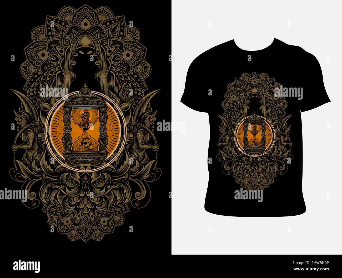 illustration vecteur vintage sablier ornement Illustration de Vecteur