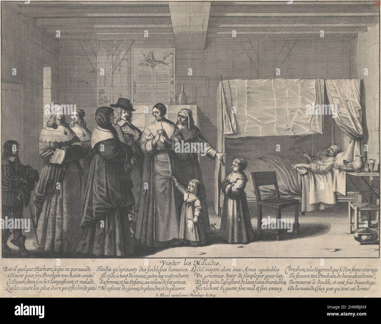 Visiter les Malades, de sept œuvres de Mercy. Artiste : Abraham Bosse, français, 1602–1676 Banque D'Images