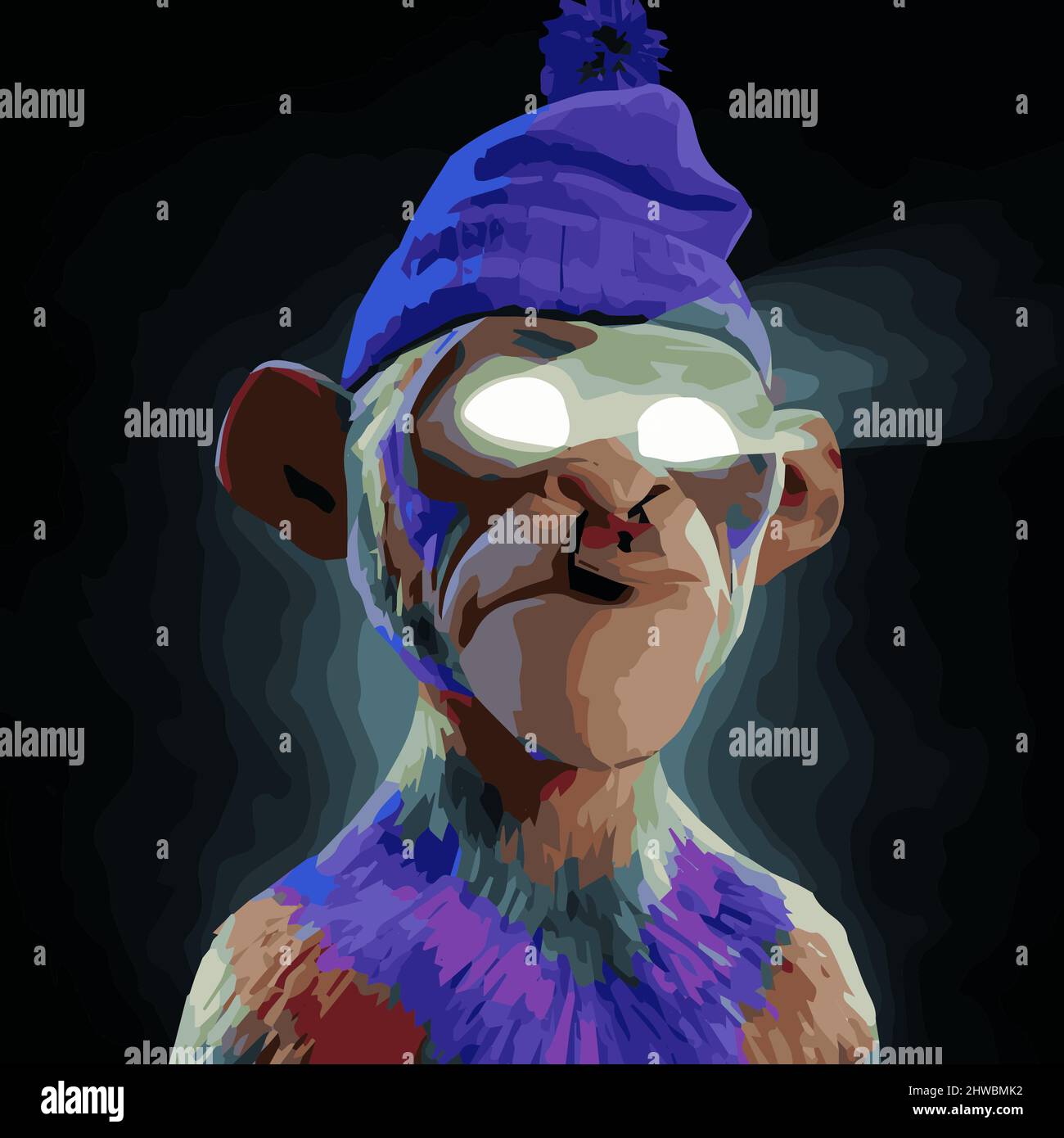 3D caractères lassés NFT. La planète Prime APE affiche l'avatar du portrait de singe pour l'image de profil. Illustration basée sur une chaîne de blocs. Objets de collection d'art Illustration de Vecteur
