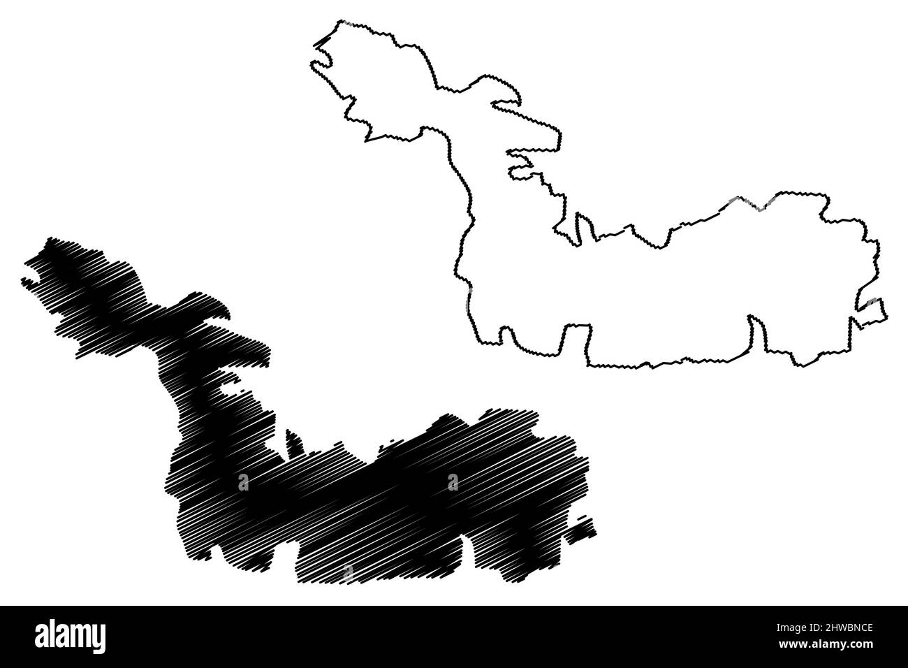 Île Devon (Canada, province du Nunavut, Amérique du Nord, archipel Arctique canadien, îles de la Reine-Élisabeth) illustration vectorielle, croquis à griffonnage Illustration de Vecteur