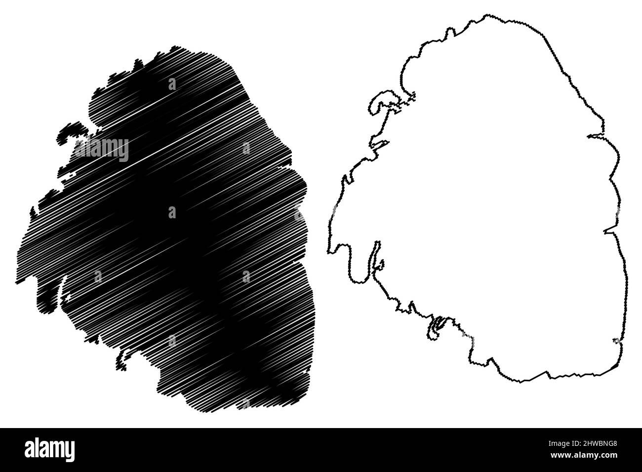 Illustration vectorielle de la carte de l'île Cornwallis (Canada, province du Nunavut, Amérique du Nord, îles de la Reine-Élizabeth), croquis à tracer carte de Cornwallis Illustration de Vecteur