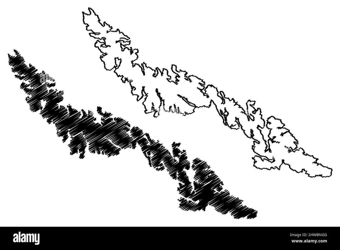 Île de Desolacion (République du Chili, Amérique du Sud et Amérique latine, archipel de Tierra del Fuego) carte illustration vectorielle, scribble croquis Isla Desolacion Illustration de Vecteur