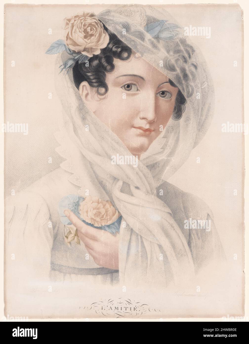 L’Amitie. Artiste : J. F. Badoureau, français, actif 1819–35After : Philippe-Louis Parizeau, français, 1740–1801 Banque D'Images