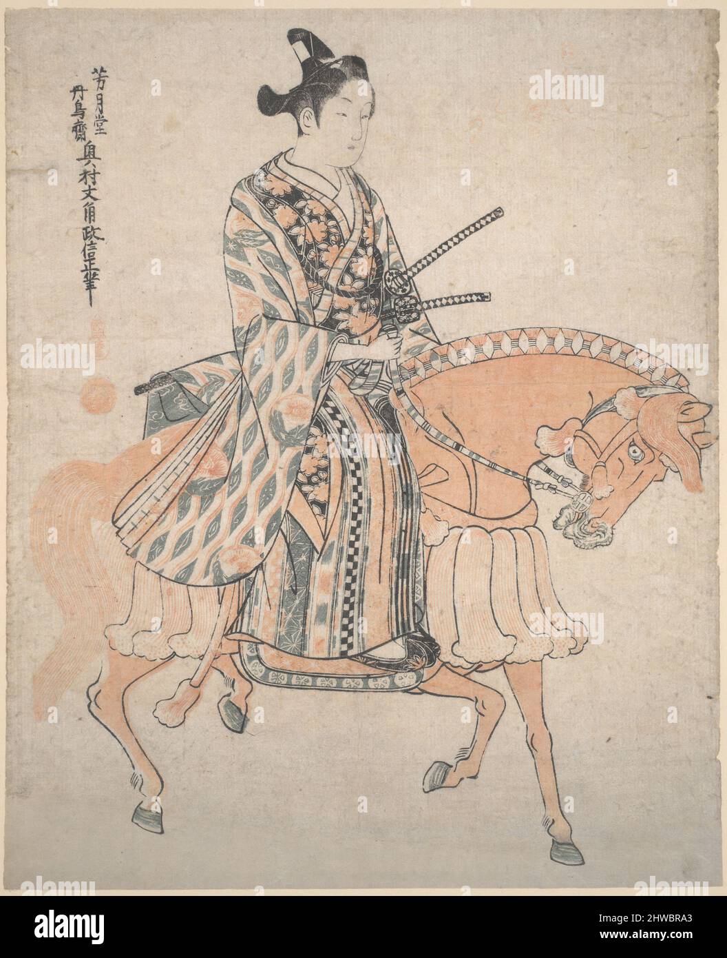 Un noble sur un cheval. Artiste: Okumura Masanobu, japonais, 1686–1764 Banque D'Images