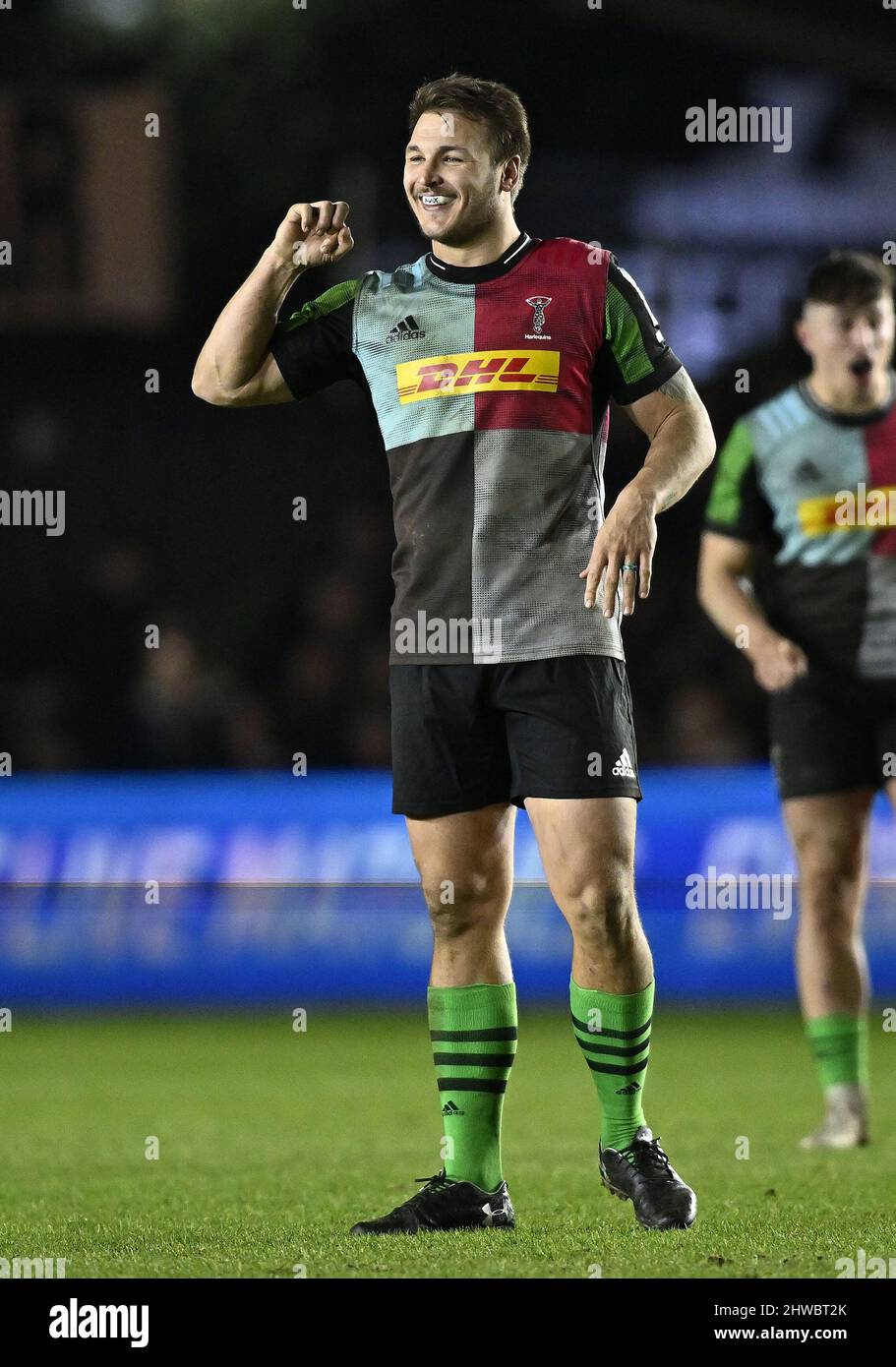 Twickenham, Royaume-Uni. 04th mars 2022. Rugby, premier ministre. Harlequins V Newcastle Falcons. La fonction Stiop. Twickenham. Andre Esterhuizen (Harlequins) sourit lors du match de rugby Harlequins V Newcastle Falcons Gallagher Premiership. Credit: Sport en images/Alamy Live News Banque D'Images