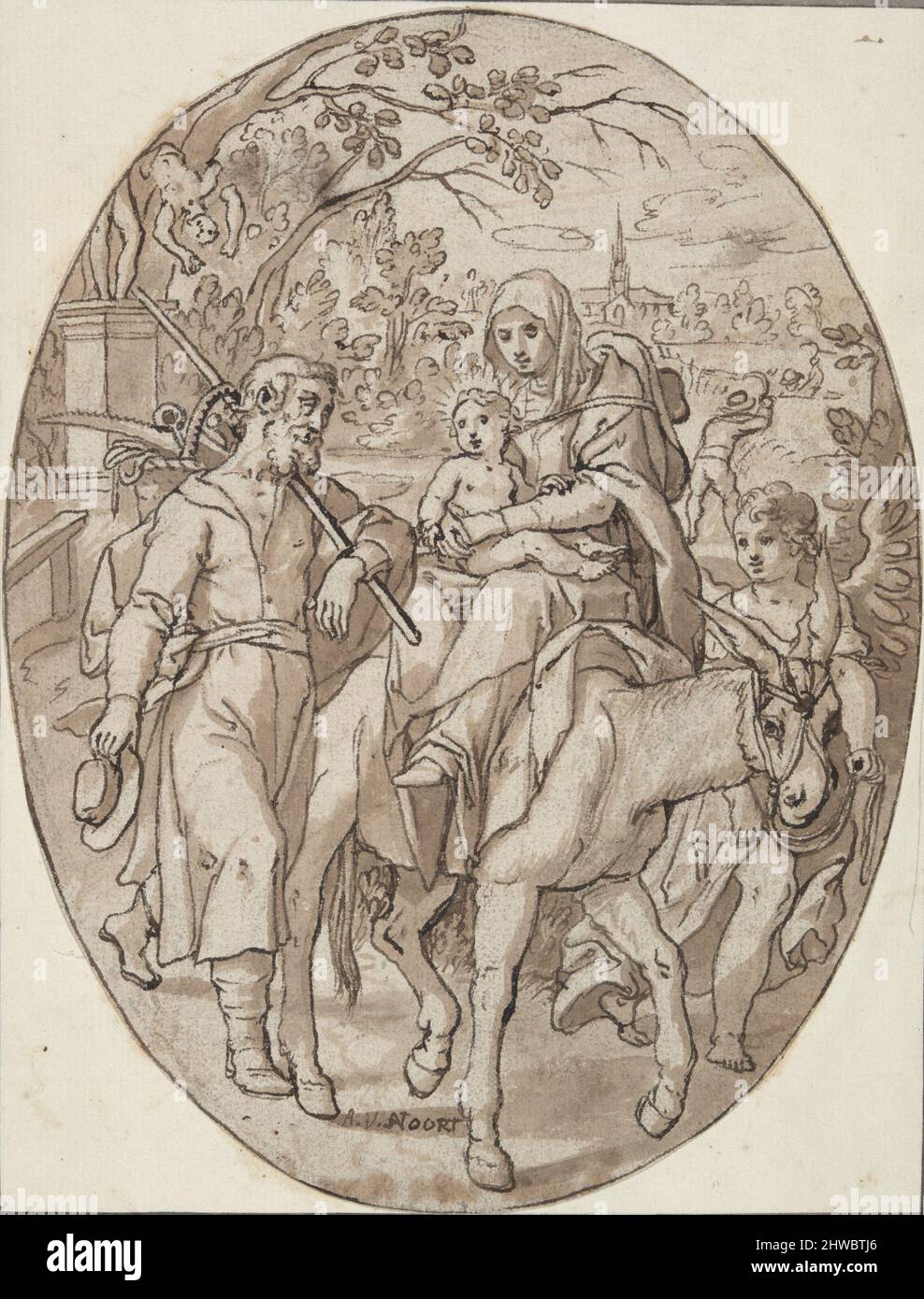Envolez-vous pour l'Égypte. Artiste: Adam van Noort, flamand, 1562–1641 Banque D'Images