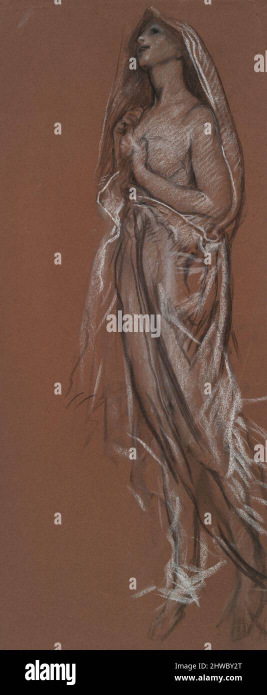 Etude pour la figure de 4 am(?) Dans la fresque de plafond « The Hours », House Chamber, Pennsylvania State Capitol à Harrisburg. Artiste: Edwin Austin Abbey, cuisine américaine, 1852–1911, M.A. (HON.) 1897 Banque D'Images