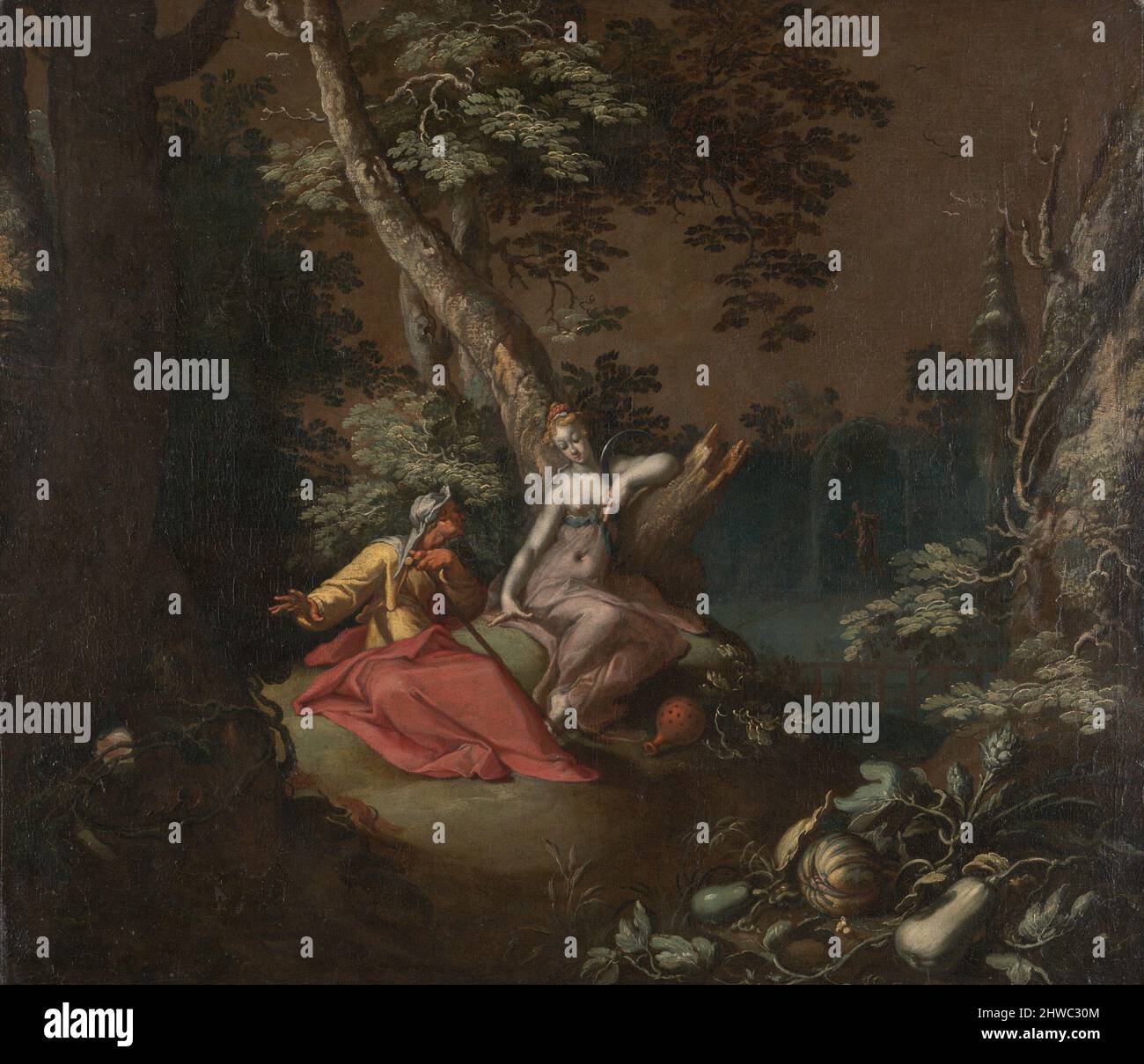 Paysage avec Vertumnus et Pomona. Artiste : Abraham Bloemaert, néerlandais, 1566–1651 Banque D'Images