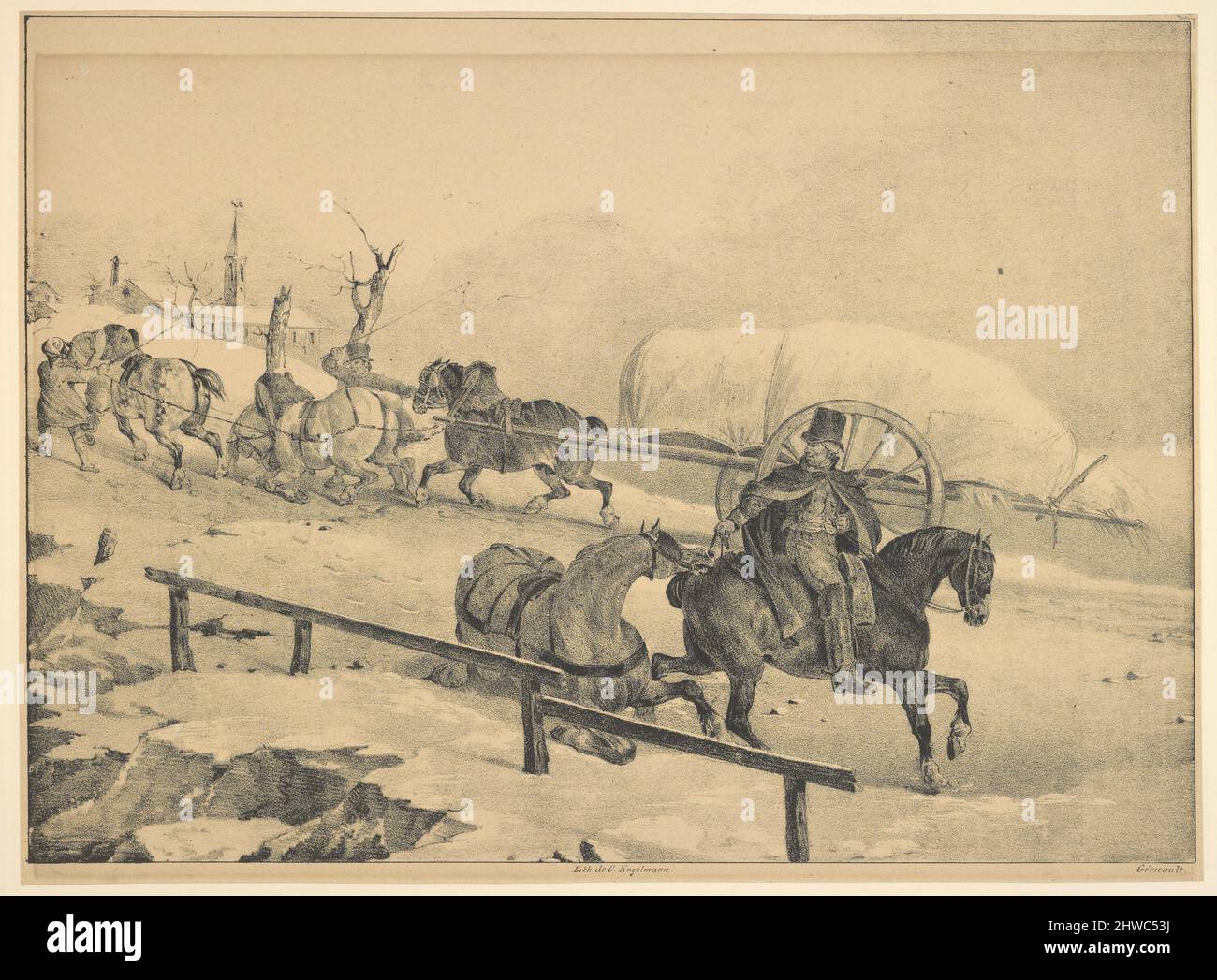 Roulier montant une côte (Un chauffeur de chariot et un Postilion sur un flanc de colline). Artiste : Théodore Géricault, français, 1791–1824 Banque D'Images