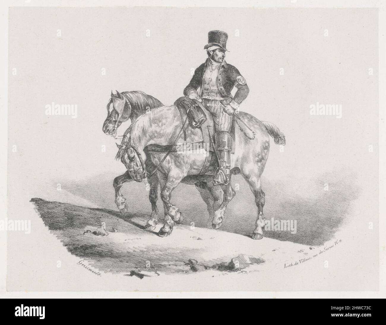 Un Postillon ou les deux chevaux Harnaqués (Un Postilion ou les deux chevaux maîtrisés). Artiste : Théodore Géricault, français, 1791–1824 Banque D'Images