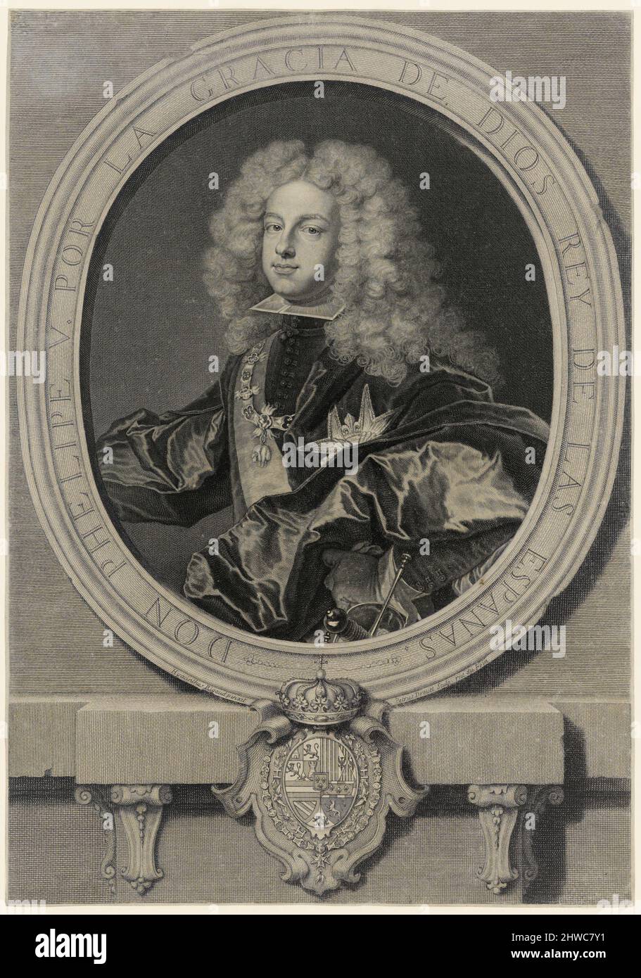 Philip V. Artiste : Pierre Drevet, français, 1663–1738After : Hyacinthe Rigaud, français, 1659–1743 Banque D'Images