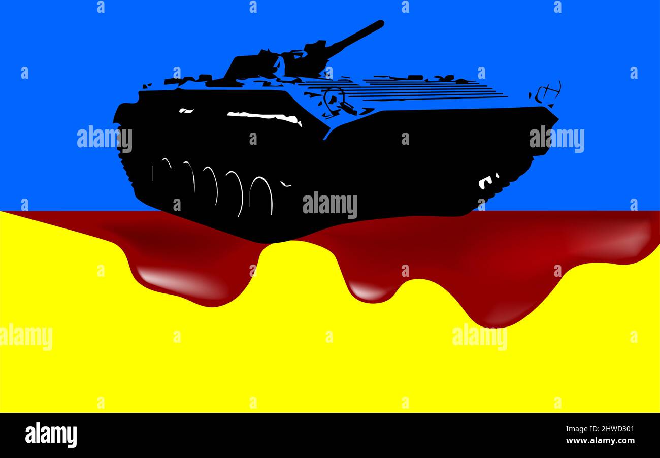 Confrontation militaire russe en Ukraine. L'attaque de la Russie contre l'Ukraine. Invasion russe de l'Ukraine. Priez pour l'Ukraine. Illustration de Vecteur