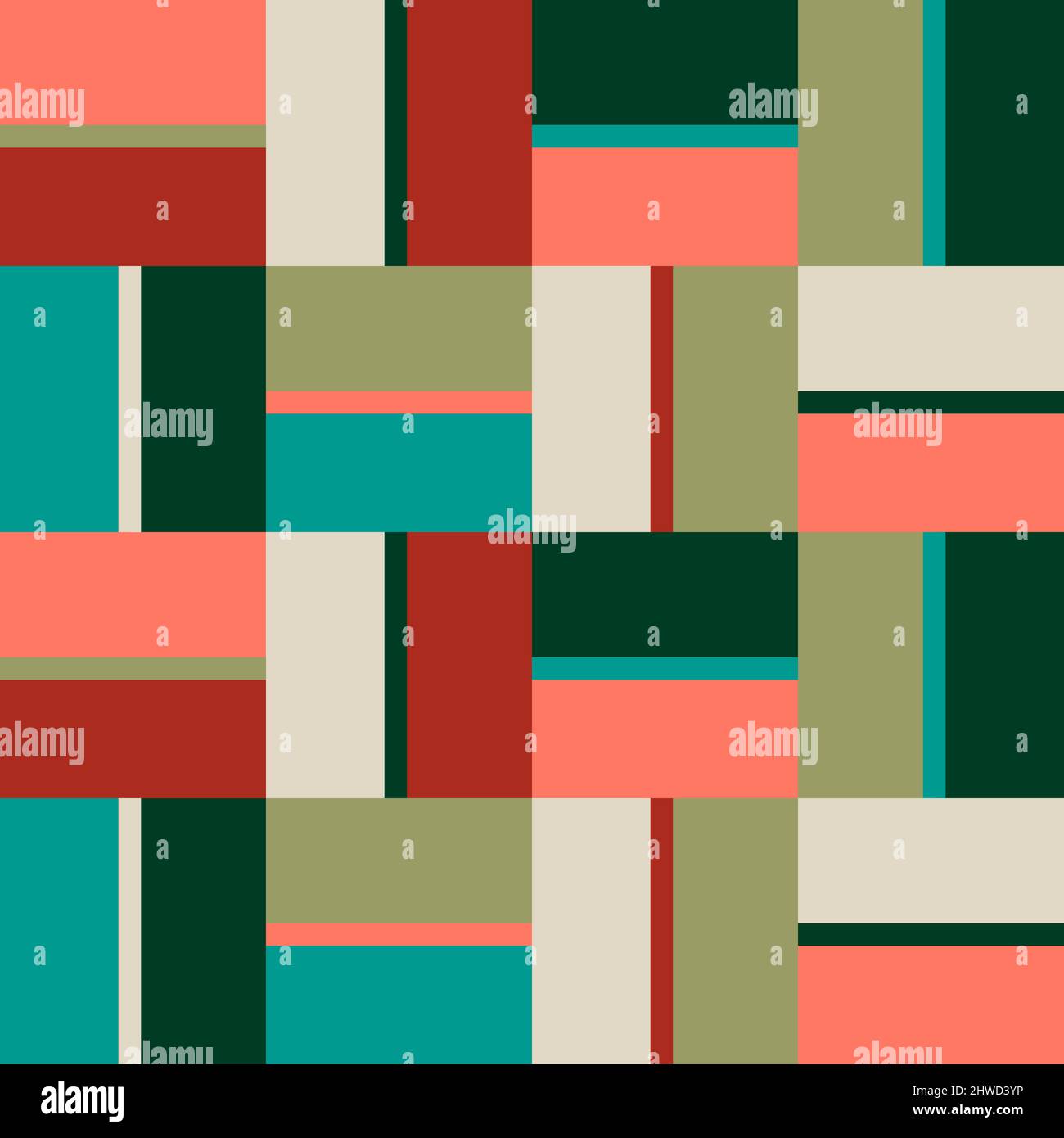 Motif sans couture avec motifs géométriques en 6 couleurs Banque D'Images