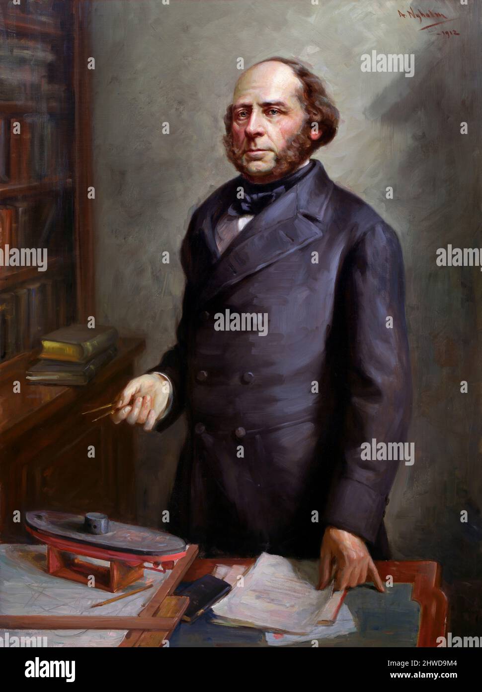 Portrait de l'inventeur suédois américain, John Ericsson (b. Johan Ericsson; 1803-1889) par Arvid Frederick Nyholm, huile sur toile, 1912 Banque D'Images