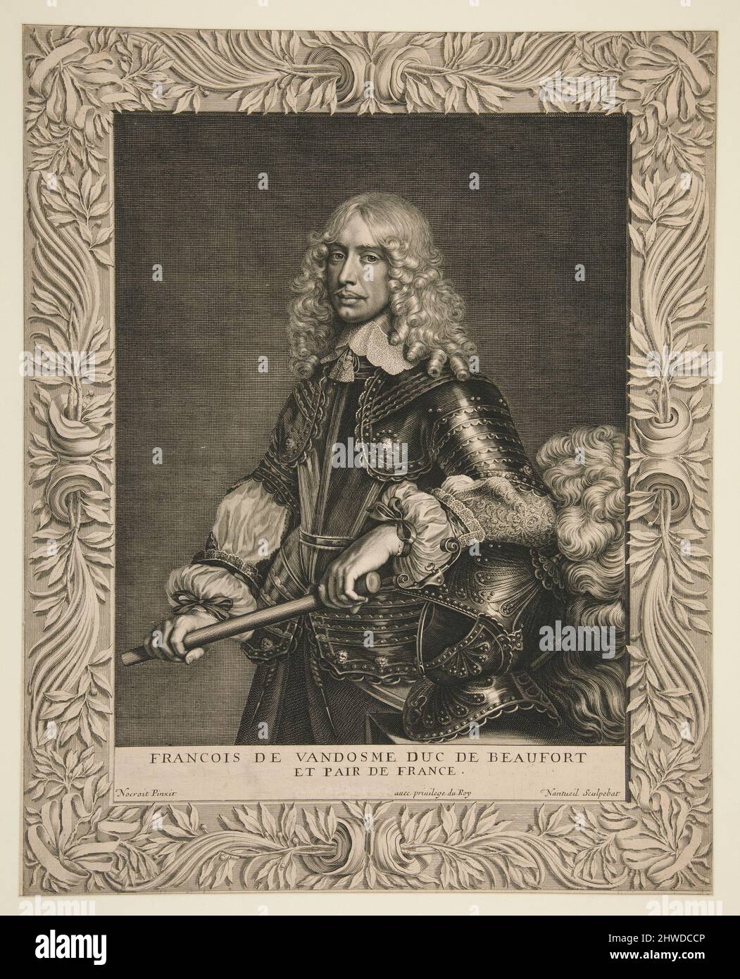 François de Vandosme, Duc de Beaufort et pair de France (duc de Beaufort et noble de France). Graveur : Robert Nanteuil, français, 1623–1678After : Jean Nodroit, français, 1615–1672 Banque D'Images