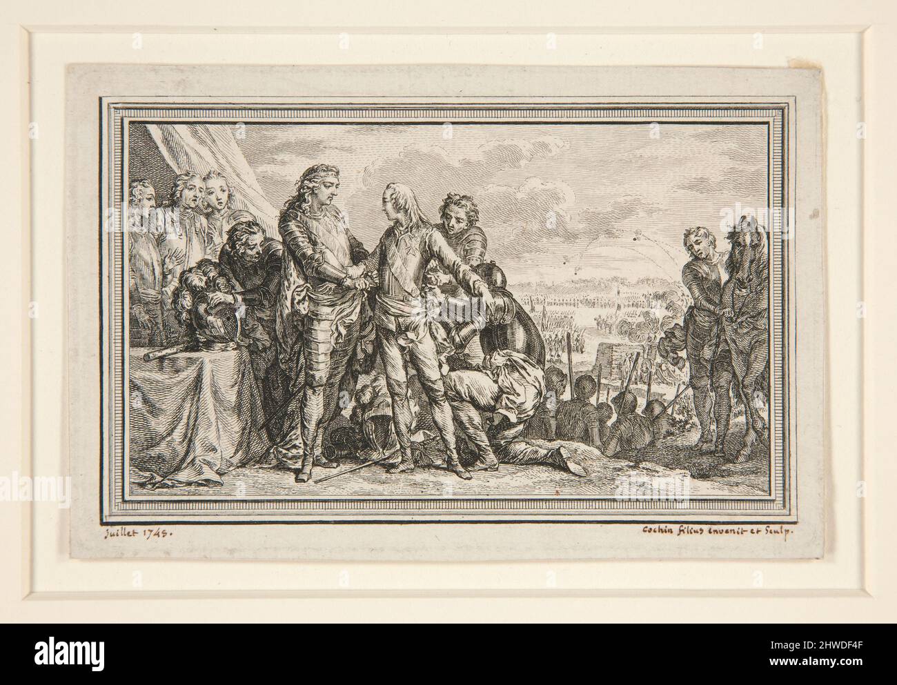 Le Roi arme le Dauphin a Fontenoy (le Roi arme le Dauphin à Fontenoy). Artiste: Charles-Nicolas Cochin le plus jeune, français, 1715–1790 Banque D'Images Le Roi arme le Dauphin a Fontenoy (le Roi arme le Dauphin à Fontenoy). Artiste: Charles-Nicolas Cochin le plus jeune, français, 1715–1790 Banque D'Images