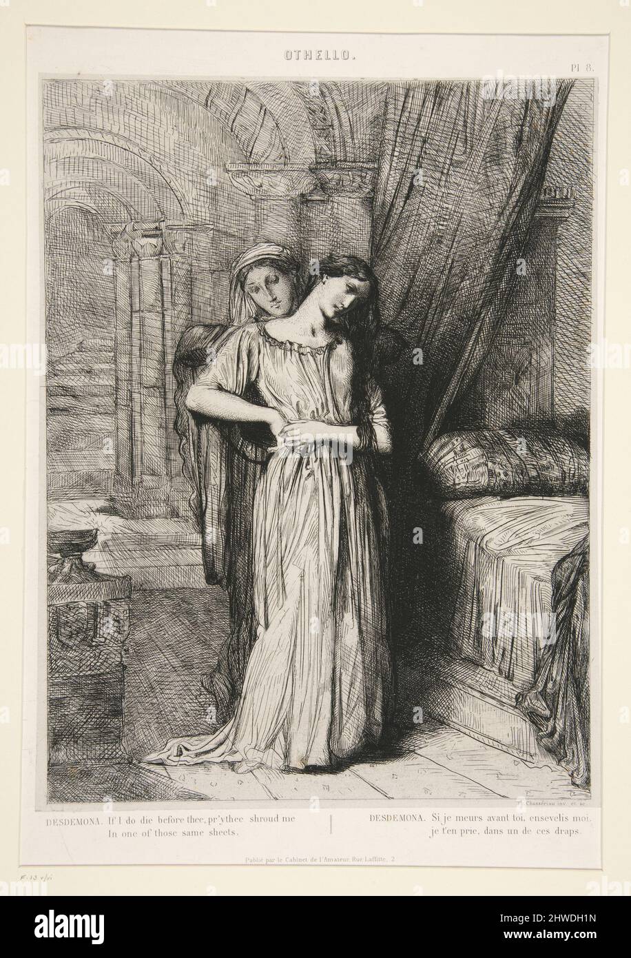 « Desdemona », pl. 8 de Othello (Act IV, scène III). Artiste : Théodore Chassériau, français, 1819–1856 Banque D'Images