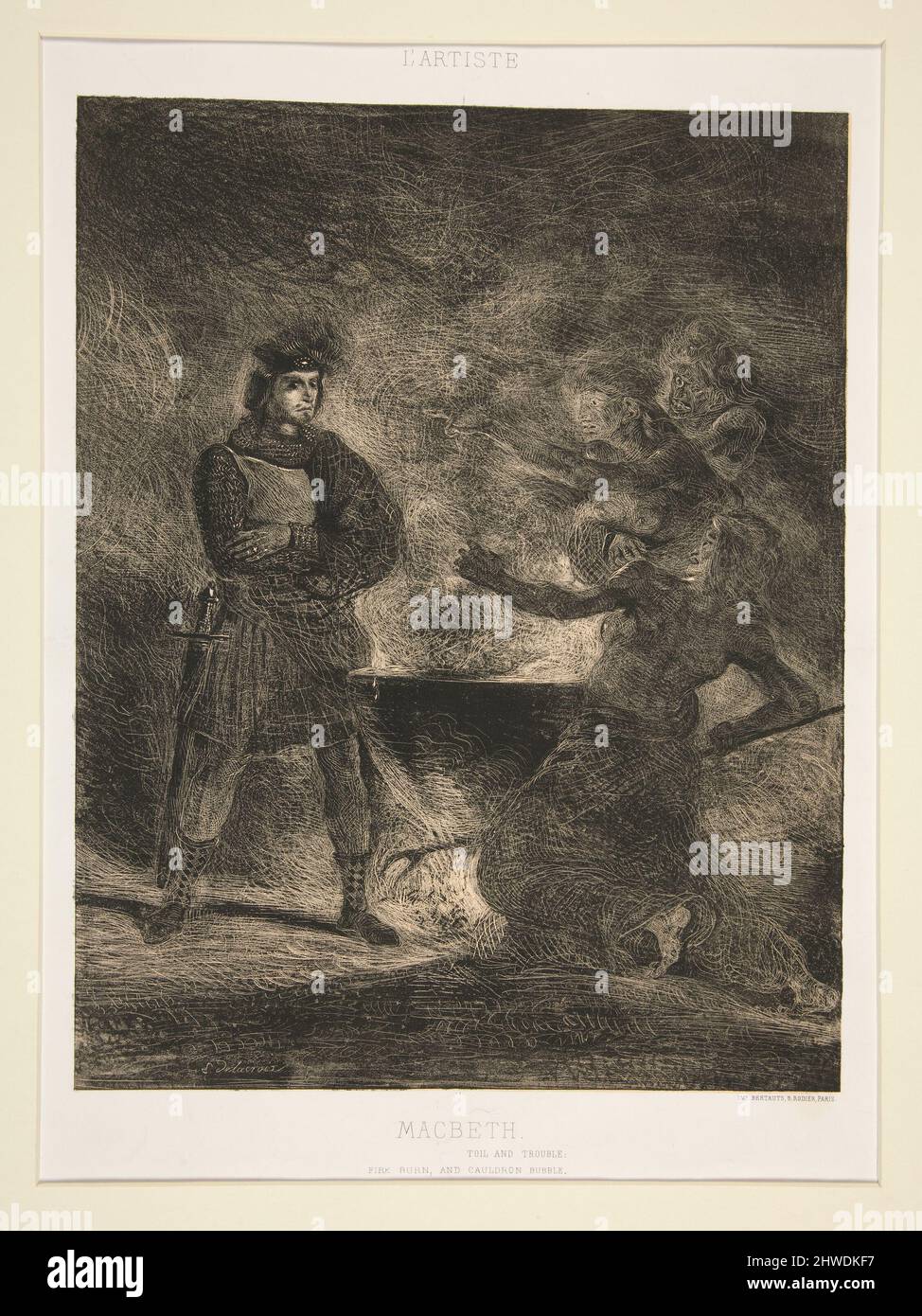 Macbeth consultant les sorcières (Macbeth Consulting les sorcières). Artiste : Eugène Delacroix, français, 1798–1863 Banque D'Images