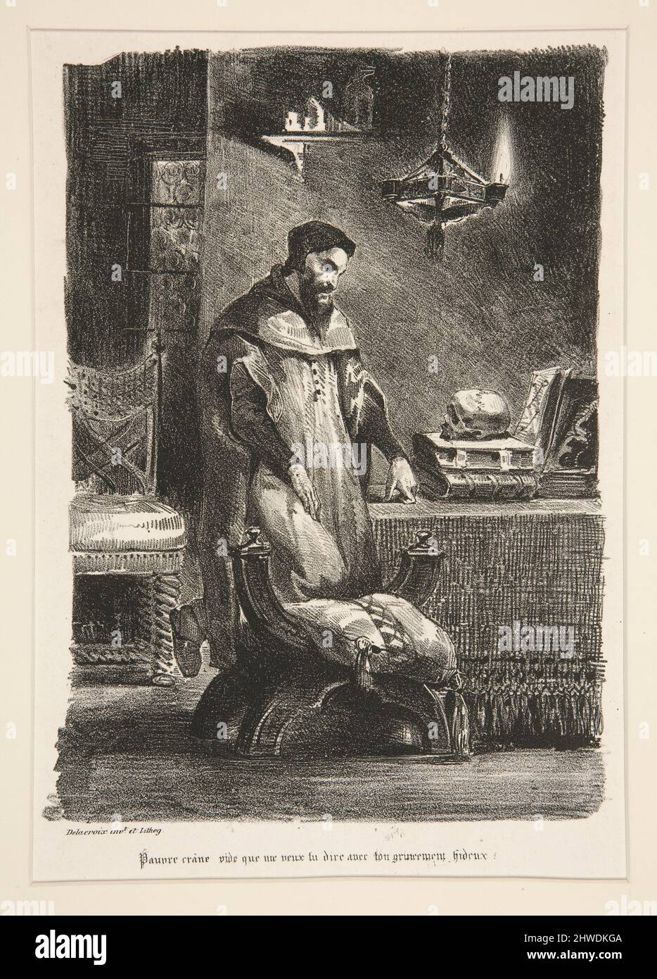 Faust dans son cabinet (Faust dans son étude). Artiste : Eugène Delacroix, français, 1798–1863 Banque D'Images
