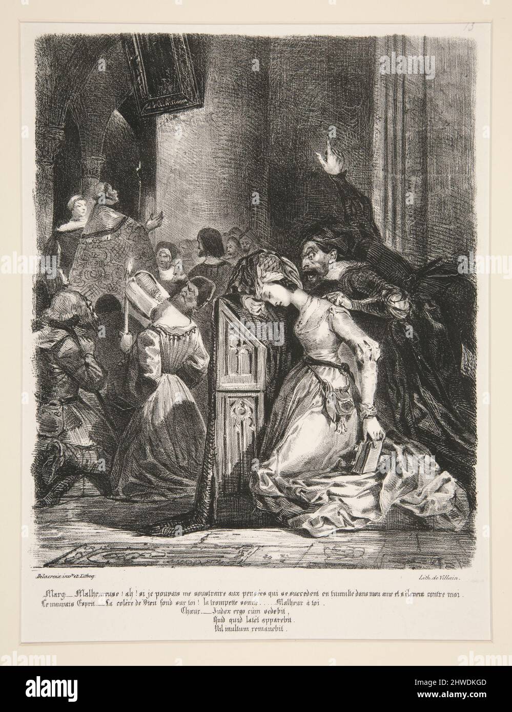 Marguerite à l’église. Artiste : Eugène Delacroix, français, 1798–1863 Banque D'Images