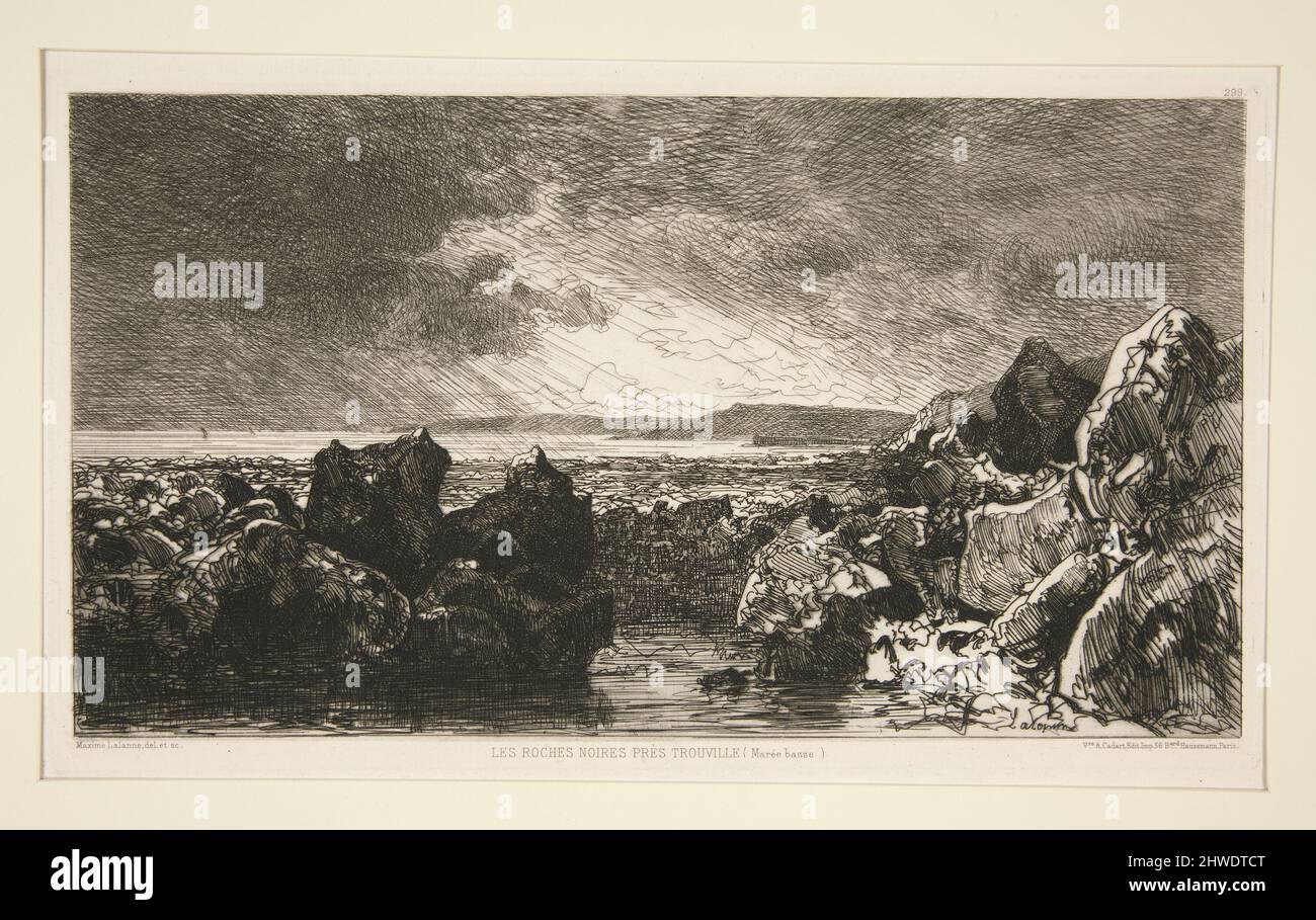 Les roches noires près de Trouville (Marée basse Basse). Artiste : Maxime Lalanne, français, 1827–1886Publisher : Alfred Cadart, français, 1828–1875 Banque D'Images