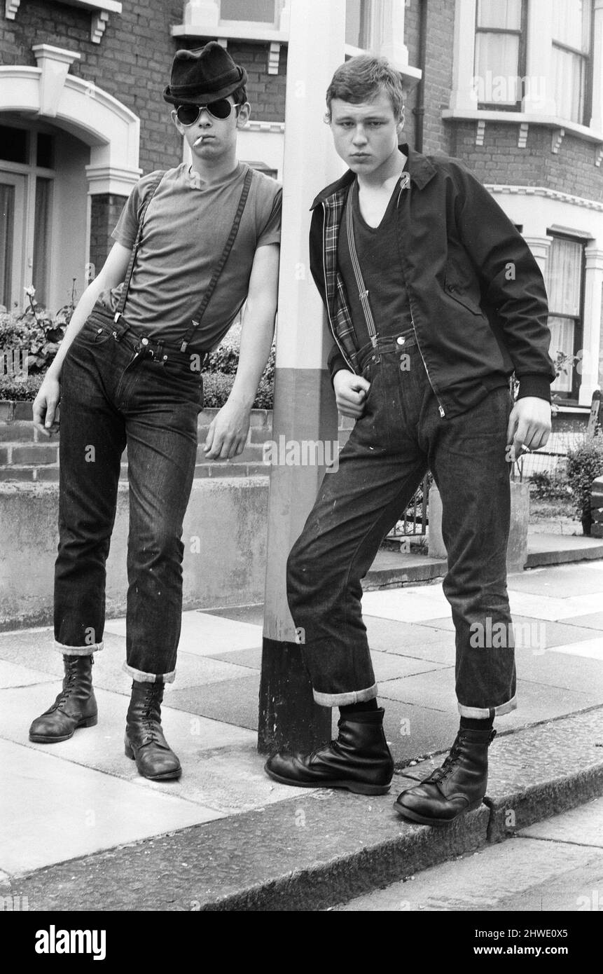 Skinhead et Ben Sherman garçon. 15th août 1970. Banque D'Images