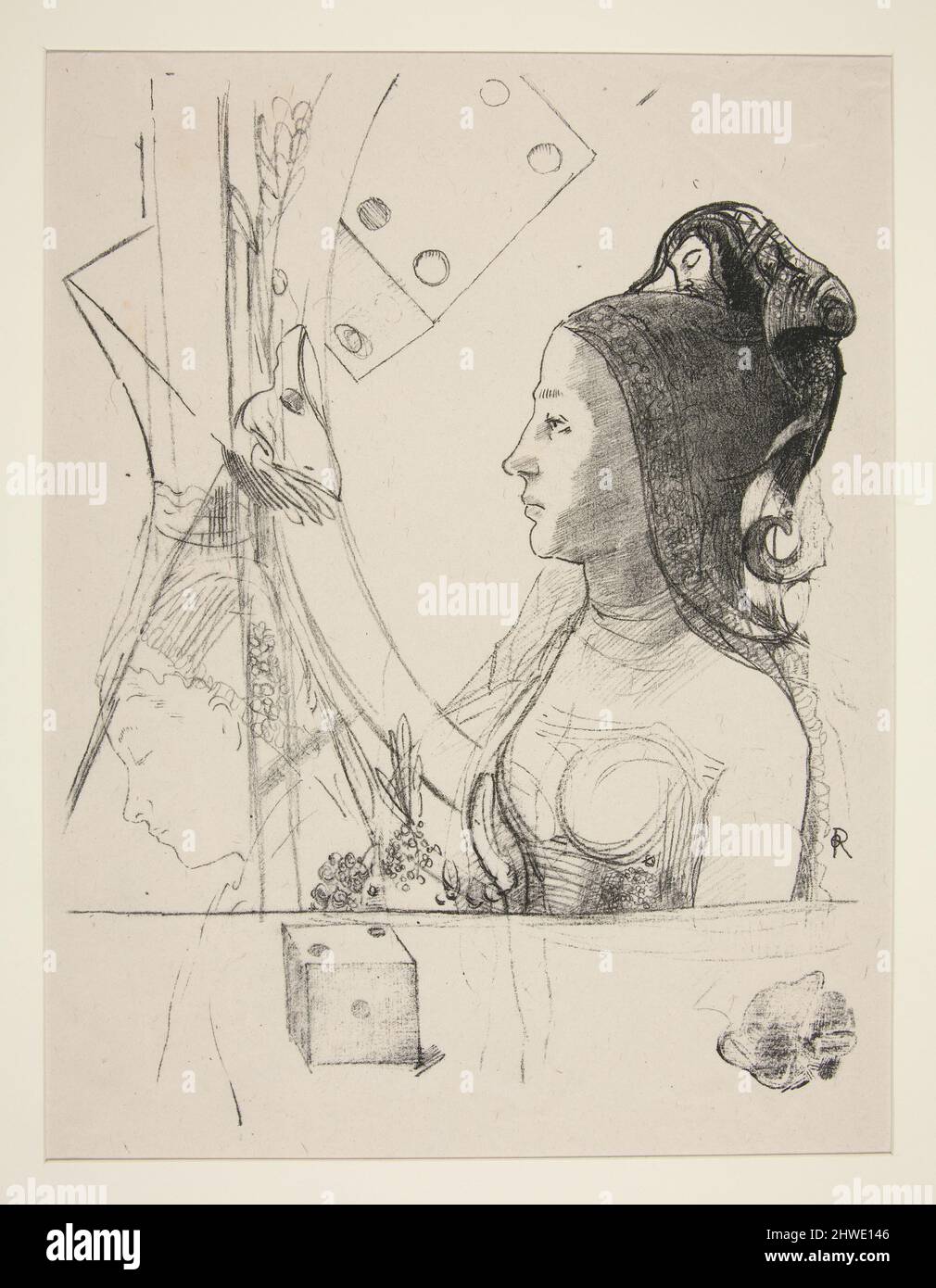 Sans titre, de la série Planches d’essai (plaques d’essai). Artiste: Odilon Redon, français, 1840–1916 Banque D'Images