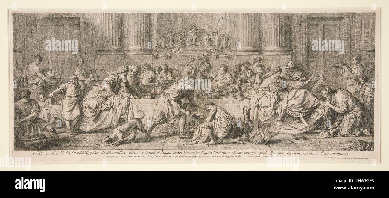 La Madeleine aux pieds de Jésus (le banquet dans la Maison de Simon le Pharisien). Artiste: Pierre Subleyras, français, 1699–1749 Banque D'Images