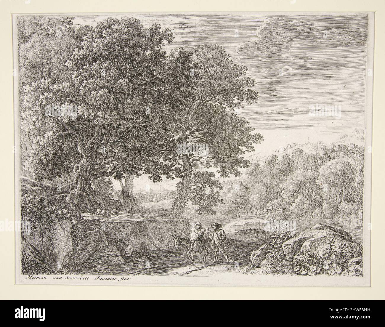 Les petits Anges sur la colline, de l'ensemble le vol en Egypte. Artiste: Herman van Swanevelt, Néerlandais, ca. 1600–1655 Banque D'Images