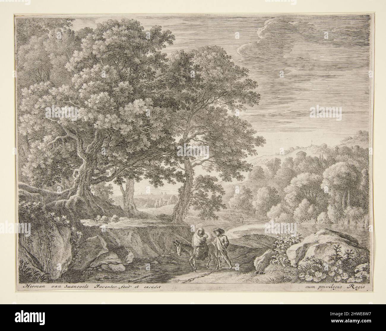 Les petits Anges sur la colline, de l'ensemble le vol en Egypte. Artiste: Herman van Swanevelt, Néerlandais, ca. 1600–1655 Banque D'Images