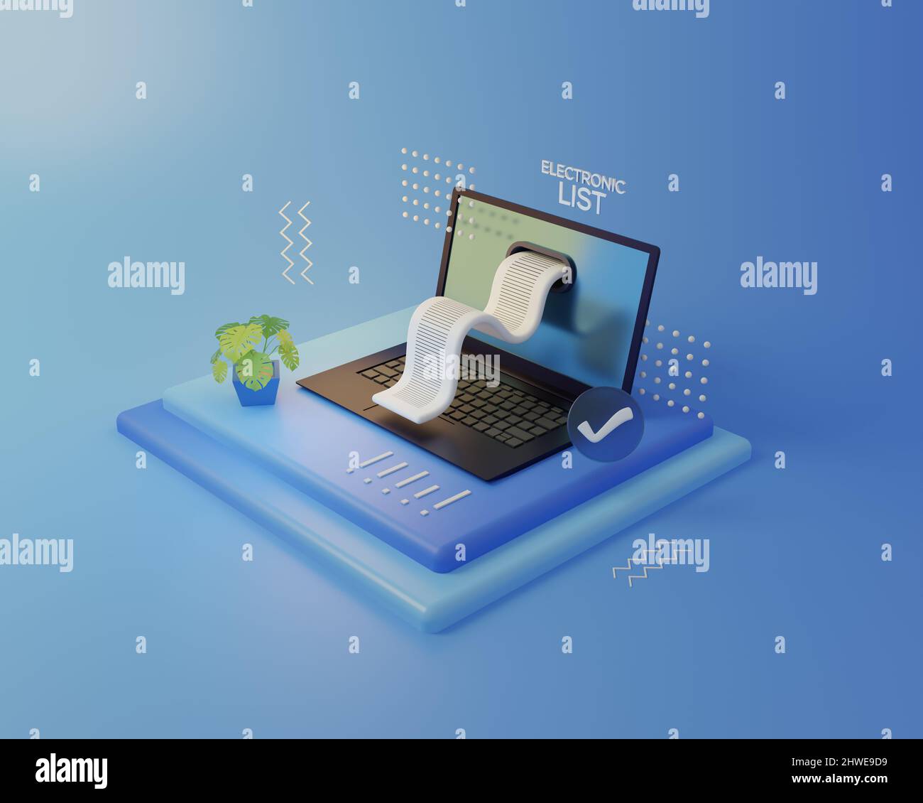 Les factures de listes électriques proviennent de 3D ordinateurs portables de rendu. Banque D'Images