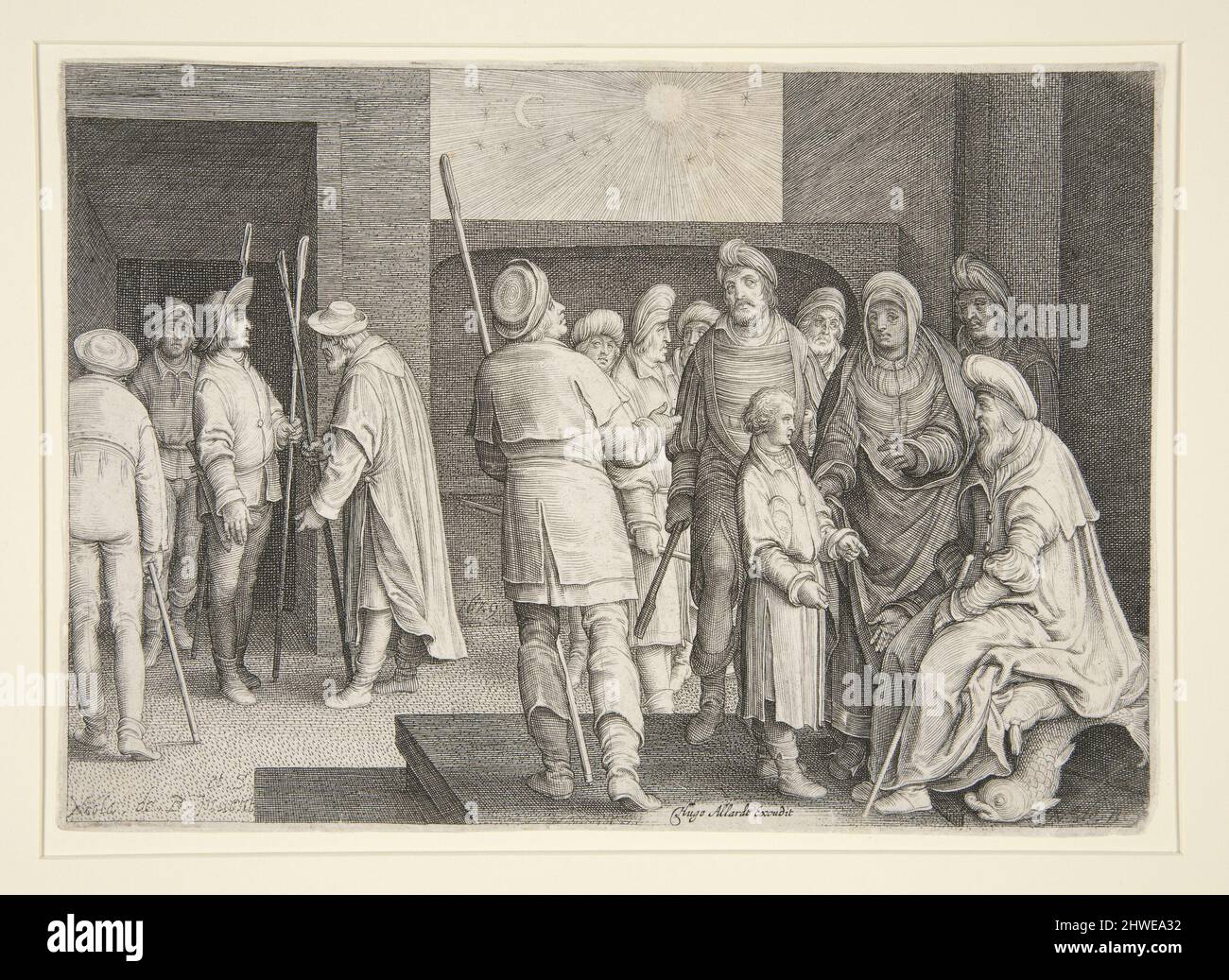 Le second rêve de Joseph. Artiste: Nicolaes de Bruyn, flamand, 1571–1656Publisher: Hugo Allard, néerlandais, 1627–1684 Banque D'Images