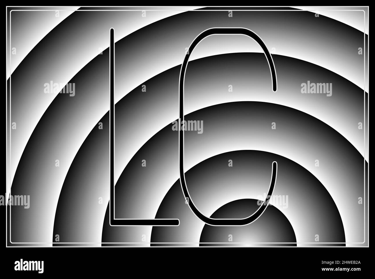 Signature avec les deux lettres majuscules LC , contur Banque D'Images