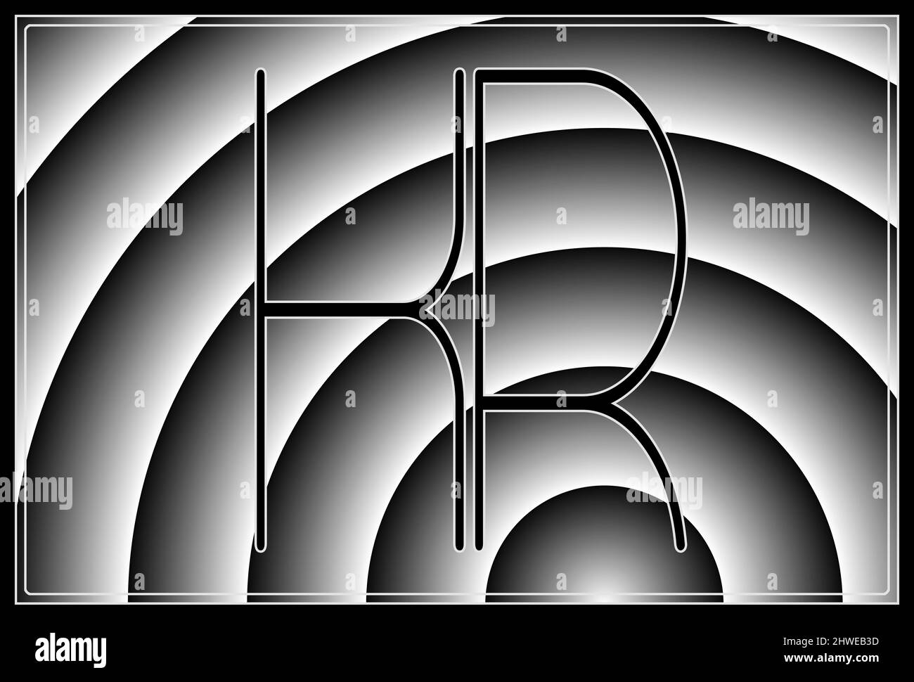 Signature avec les deux lettres majuscules KR , contur Banque D'Images