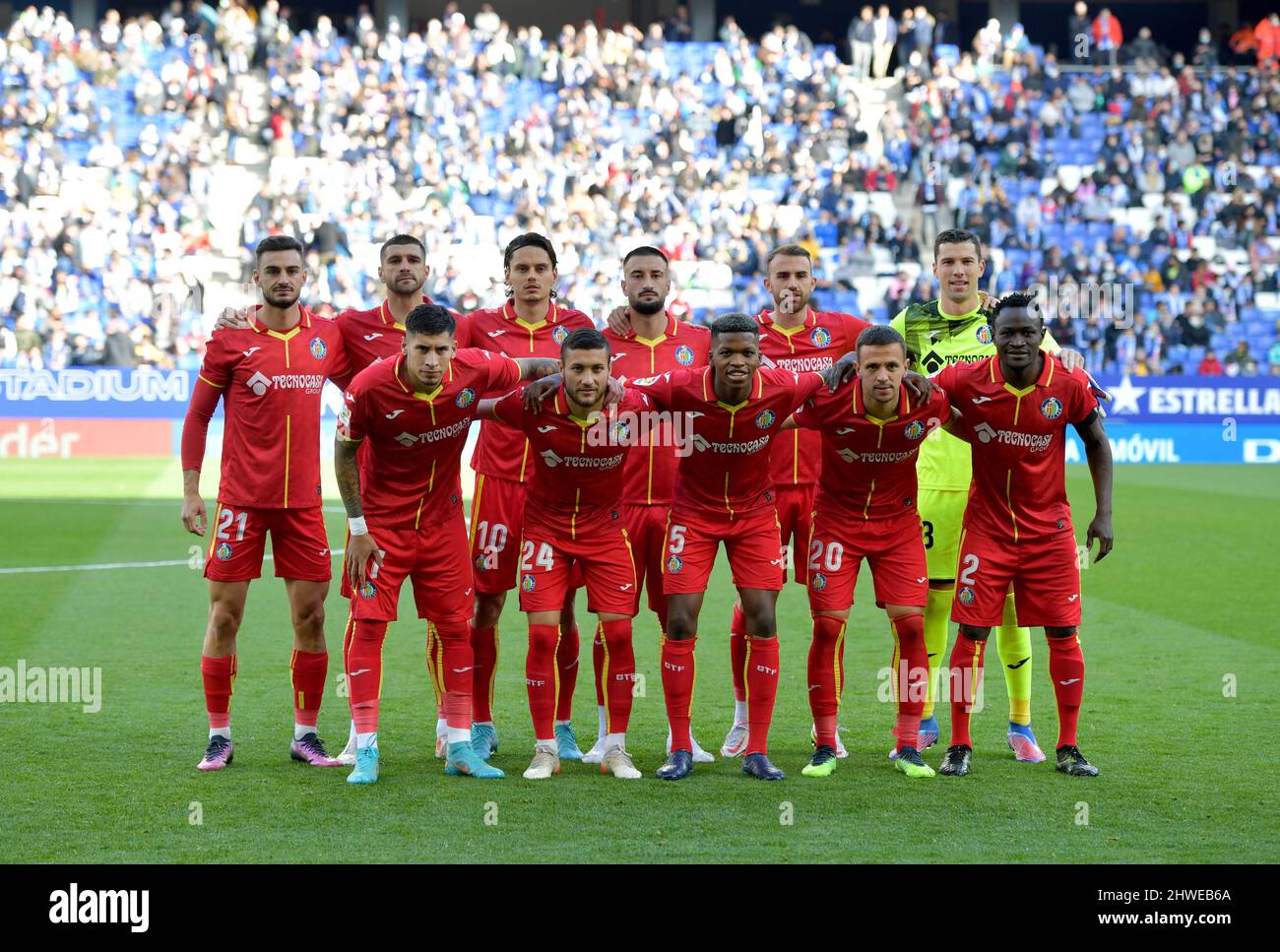 Barcelone,Espagne.5 mars,2022. L'équipe de Getafe CF pendant le match espagnol de la Liga entre le RCD Espanyol et Getafe CF au stade RCDE. Crédit : rosdemora/Alay Live News Banque D'Images
