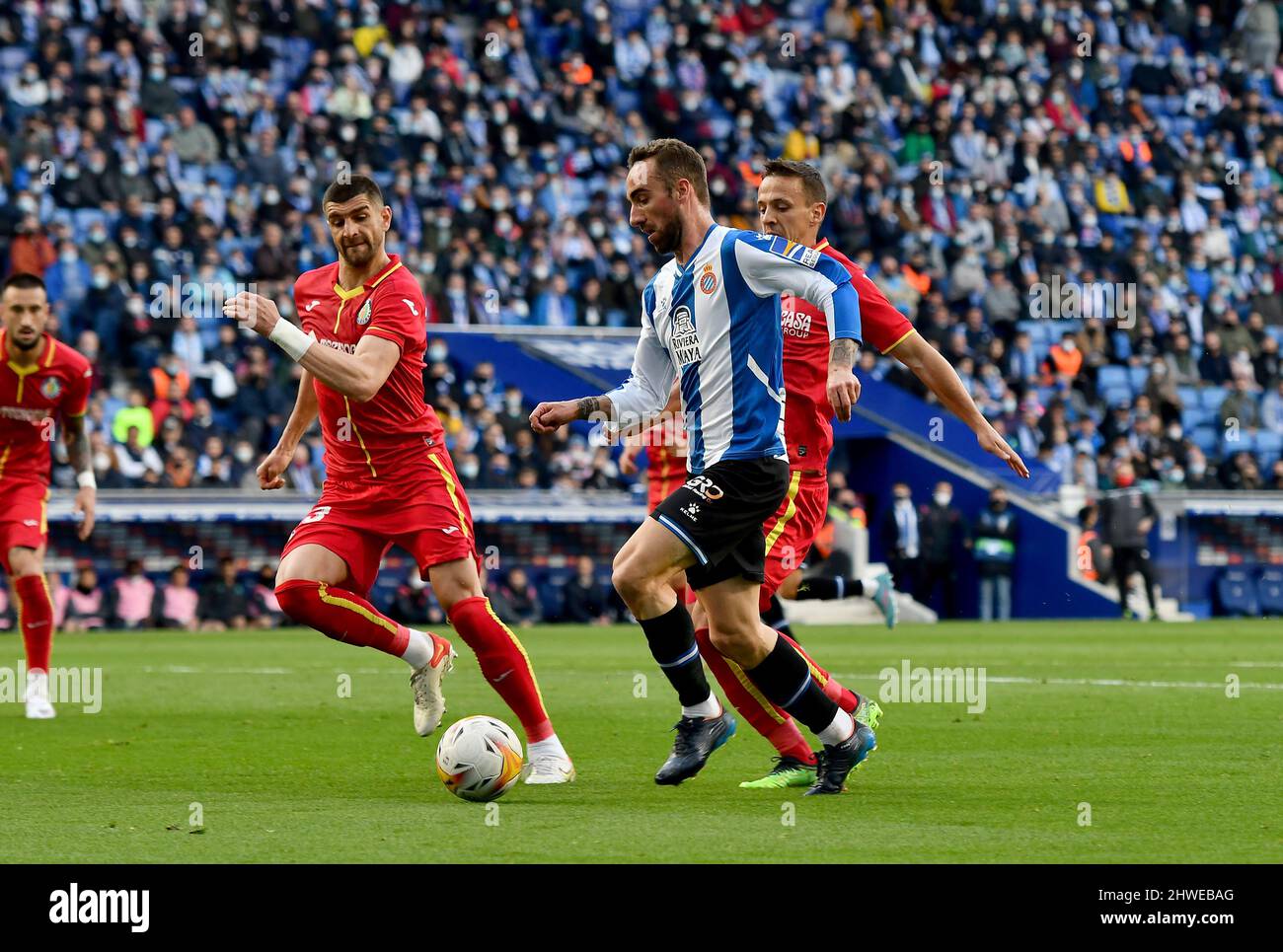 Barcelone,Espagne.5 mars,2022. Sergi Darder (10) du RCD Espanyol lors du match espagnol de la Liga entre le RCD Espanyol et Getafe CF au stade RCDE. Crédit : rosdemora/Alay Live News Banque D'Images