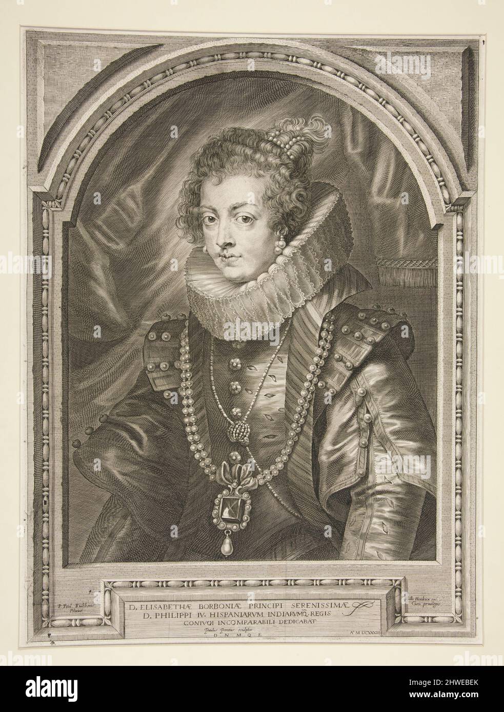 Elizabeth de Bourbon, épouse de Philip IV Eclat: Paulus Pontius, flamand, 1603–1658After: Peter Paul Rubens, flamand, 1577–1640 Banque D'Images