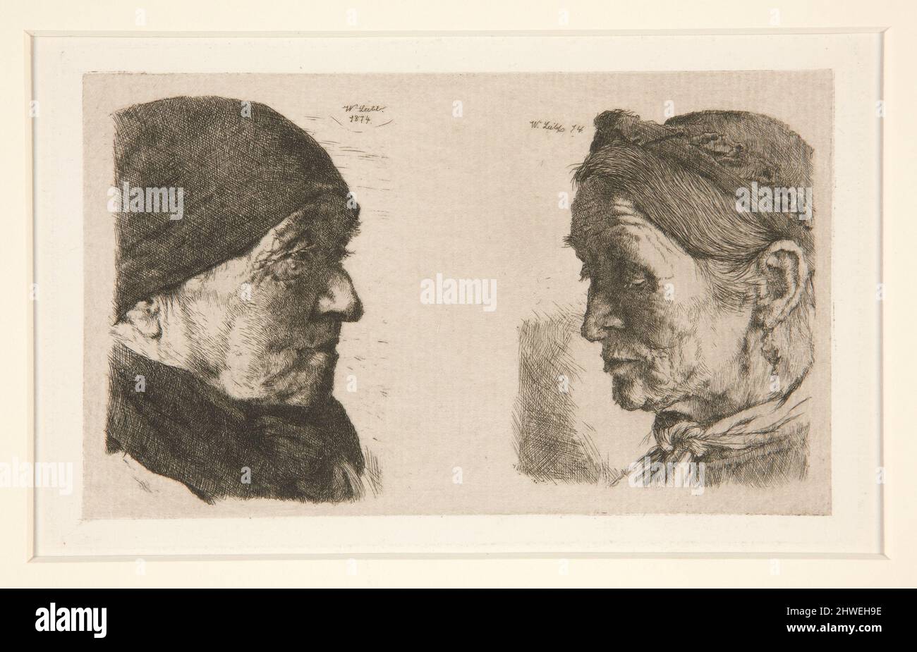 Sans titre [étude de deux têtes]. Artiste: Wilhelm Maria Hubertus Leibl, Allemand, 1844–1900 Banque D'Images