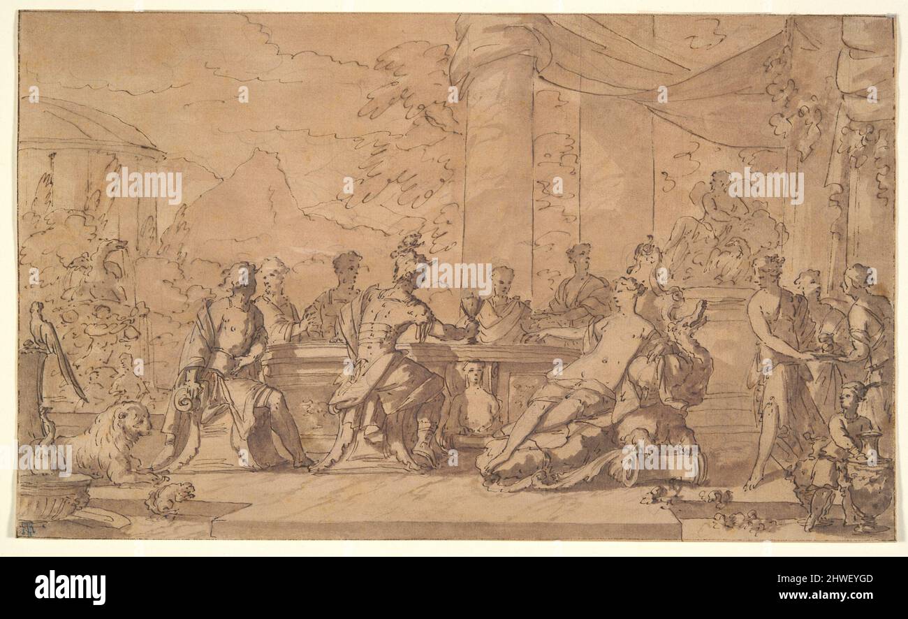 Le banquet d'Aeneas et de Dido. Artiste: Mathaus Terwesten, néerlandais, 1670–1757 Banque D'Images