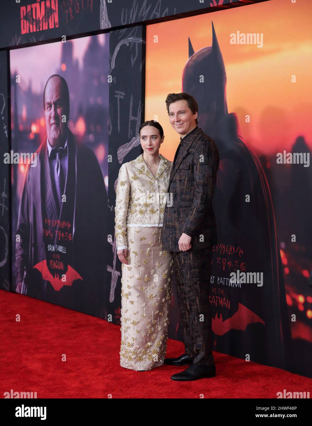 01 mars 2022 - New York, New York - Zoe Kazan et Paul Dano. Â€œThe Batman â€ première mondiale tenue Ã Josie Robertson Plaza, Lincoln Centre. (Image de crédit : © J. Lingo/AdMedia via ZUMA Press Wire) Banque D'Images