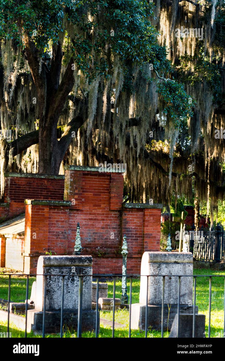 Cimetière nord de Laurel Grove dans la moitié blanche d'un cimetière séparé à Savannah, Géorgie. Banque D'Images