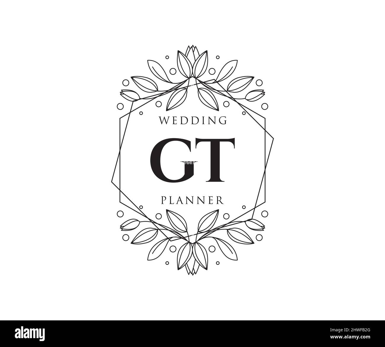 GT initiales lettre mariage monogramme logos collection, dessin à la main moderne minimaliste et modèles floraux pour cartes d'invitation, Save the Date, élégant Illustration de Vecteur