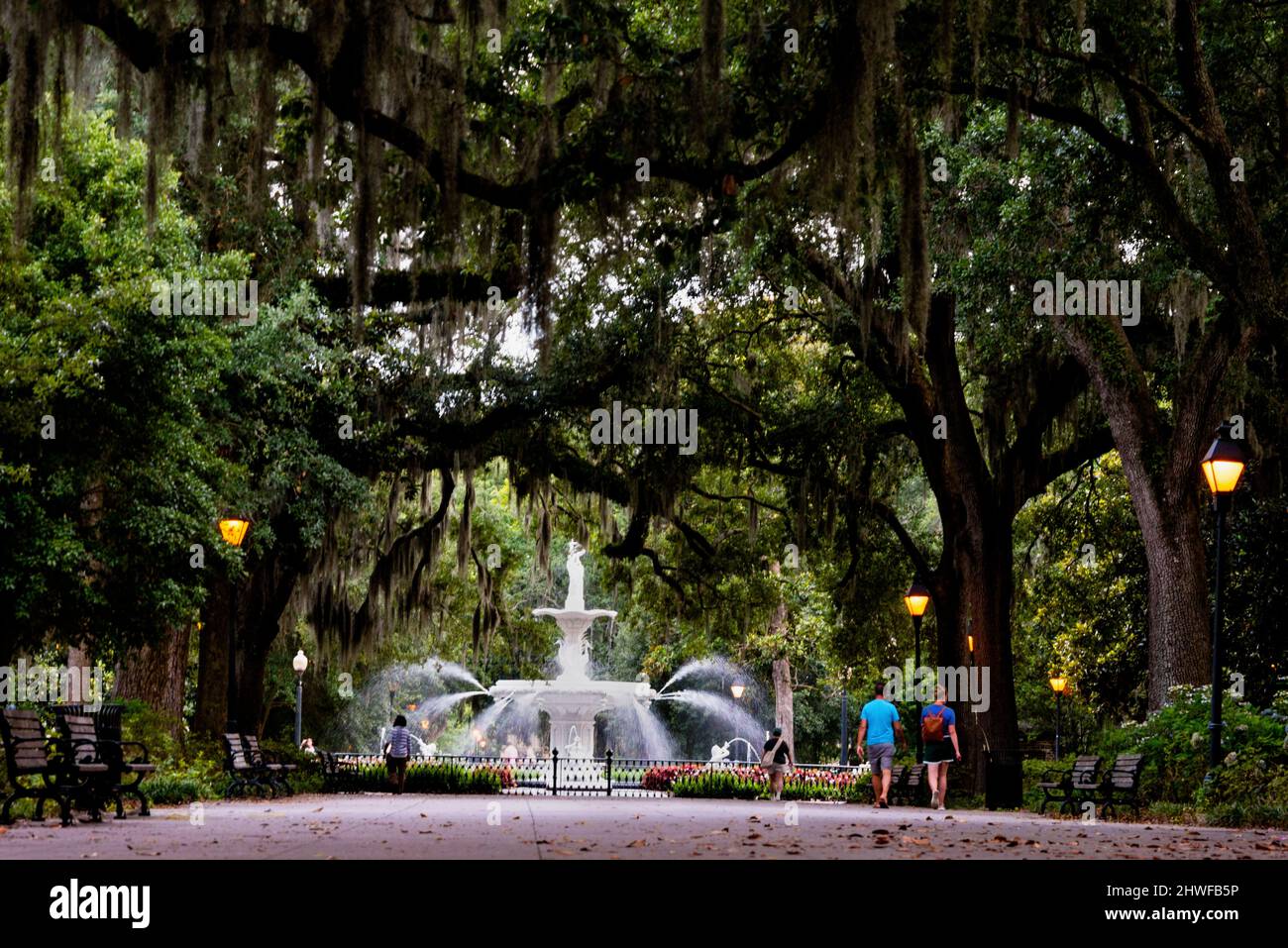 Forsyth Park à Savannah, Géorgie. Banque D'Images